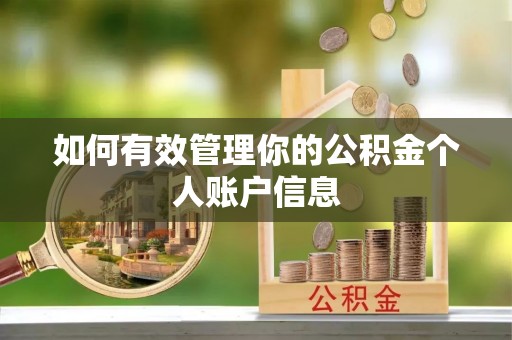 黔江如何有效管理你的公积金个人账户信息